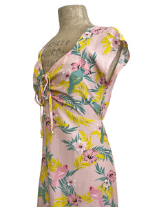 Pink Parrot Print Retro Jitterbug Dress