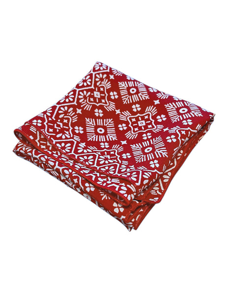 Red Bandana Print Square Hair & Neck Scarf - 21x21"