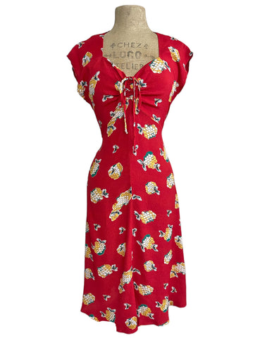 PREORDER - Red Bee Print Retro Jitterbug Dress