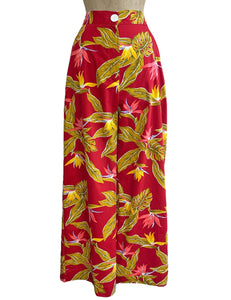 Scout for Loco Lindo - 1940s Red Birds of Paradise Trouser Pants