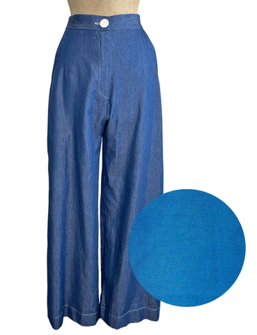 PREORDER - Scout Royal Blue Cotton Twill 1940s Trail Trouser Pant