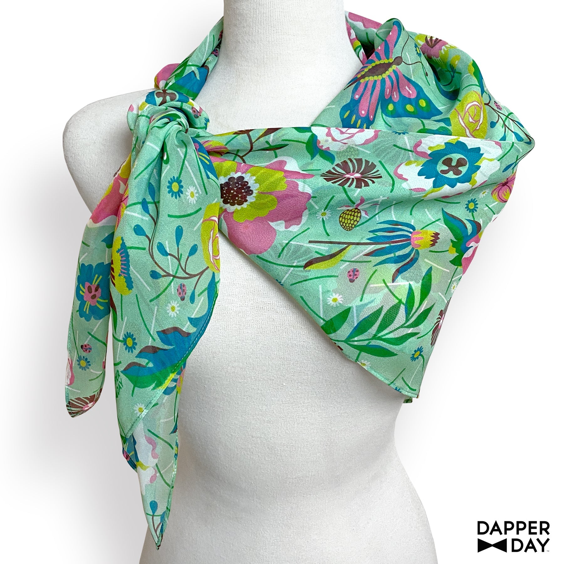 ‘Garden Party’ Silk Scarf (Mint)