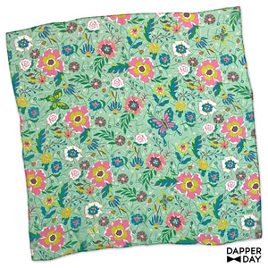 ‘Garden Party’ Silk Scarf (Mint)