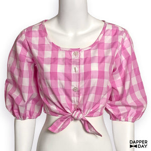 Gingham Meadow Blouse (Pink Lilac)