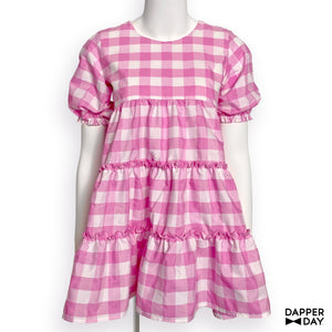 The Prairie Mini Dress (Pink Lilac Gingham)