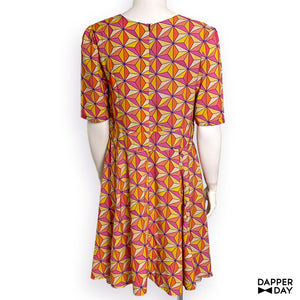 'Sharkstooth' Rayon Judi Dress (Tangerine)