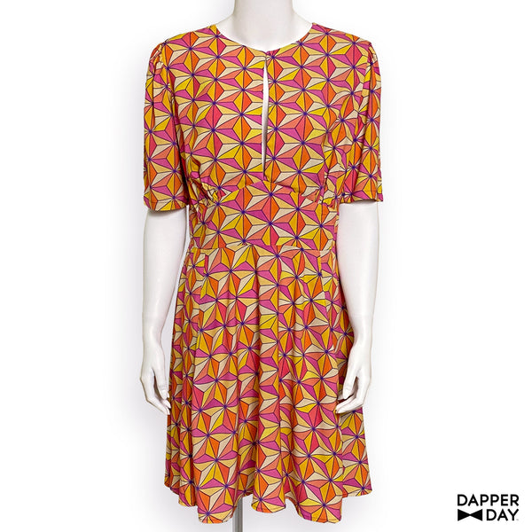 'Sharkstooth' Rayon Judi Dress (Tangerine)