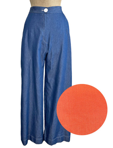 PREORDER - Scout Coral Cotton Twill 1940s High Waist Trail Trouser Pant