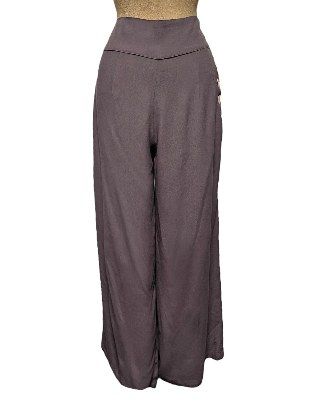 Slate Grey Retro 1940s Style High Waisted Palazzo Pants