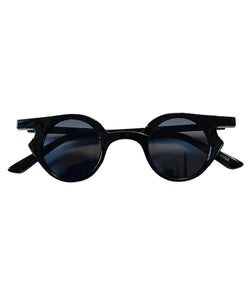 Solid Black 1930s Small Unique Round Vintage Style Sunglasses