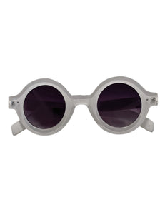 Solid White 1940s Style Perfect Circle Sunglasses