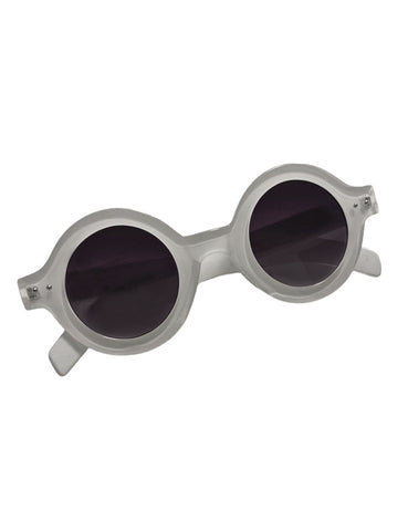 Solid White 1940s Style Perfect Circle Sunglasses