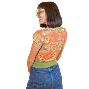 Brownstone Betties Tulip Sleeve Tee in Pumpkin & Olive