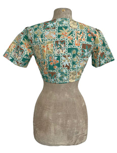 Scout 1940s Mint Tiki Patchwork Daisy Crop Top