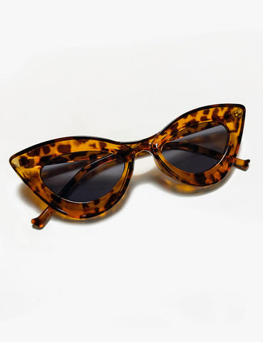 Tortoise Brown Funky 50s Cat Eye Retro Sunglasses