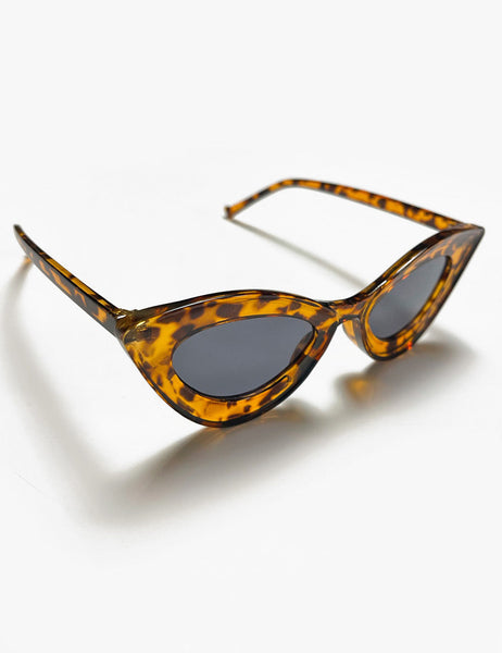 Tortoise Brown Funky 50s Cat Eye Retro Sunglasses