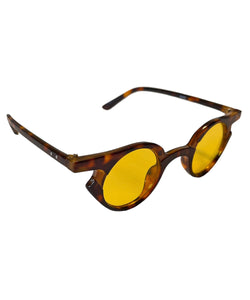 Tortoise Brown & Yellow 1930s Small Frame Round Sunglasses