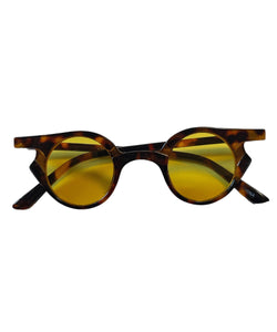 Tortoise Brown & Yellow 1930s Small Frame Round Sunglasses