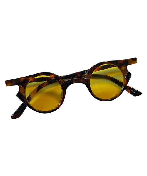 Tortoise Brown & Yellow 1930s Small Frame Round Sunglasses