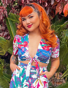 Scout for Loco Lindo - 1940s Tropical Lounge Print Daisy Crop Top