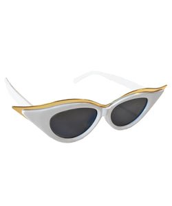 White & Gold Iconic Cat Eye Sunglasses