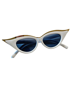 White & Gold Iconic Cat Eye Sunglasses