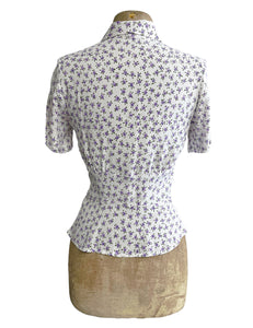 Purple Posey Vintage Style Button Up Betty Blouse