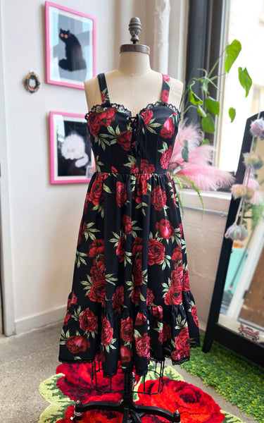 Heidi Swing Dress in Red Floral Print