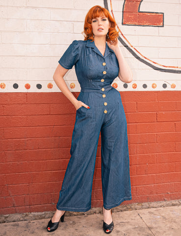 Scout for Loco Lindo Denim Blue Chambray 1940s Pacific Coveralls